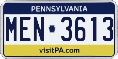 PA license plate MEN3613