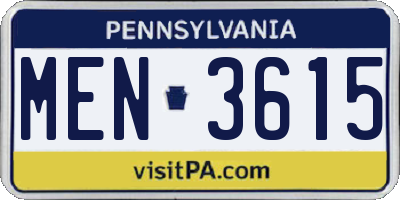 PA license plate MEN3615