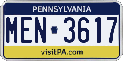 PA license plate MEN3617