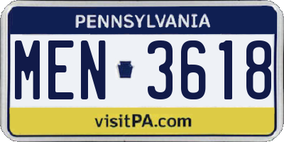 PA license plate MEN3618