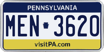 PA license plate MEN3620