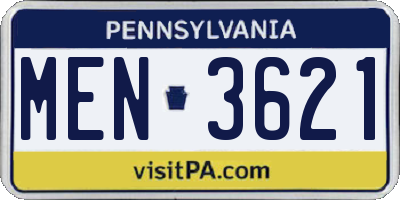 PA license plate MEN3621