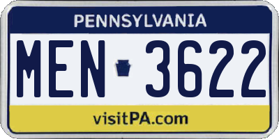 PA license plate MEN3622