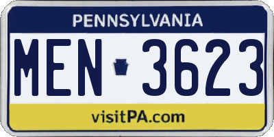 PA license plate MEN3623