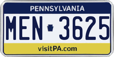 PA license plate MEN3625
