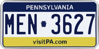 PA license plate MEN3627