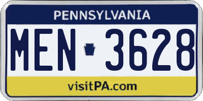 PA license plate MEN3628