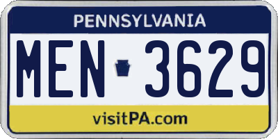 PA license plate MEN3629