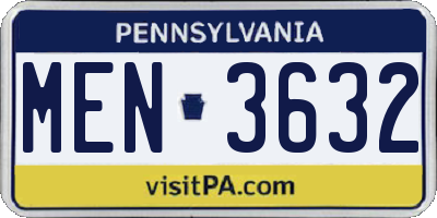 PA license plate MEN3632