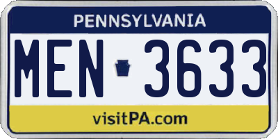 PA license plate MEN3633