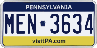 PA license plate MEN3634