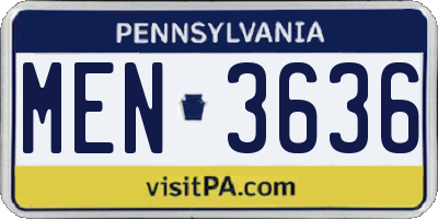 PA license plate MEN3636