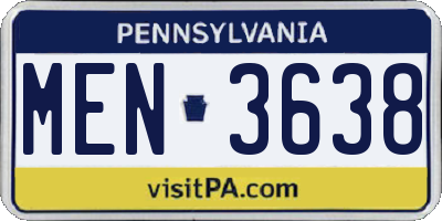 PA license plate MEN3638