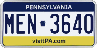 PA license plate MEN3640