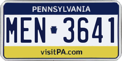 PA license plate MEN3641
