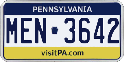 PA license plate MEN3642