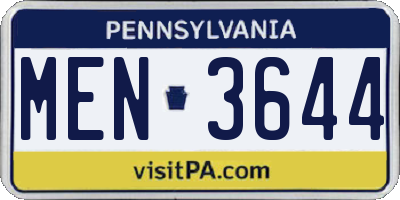 PA license plate MEN3644