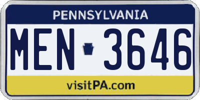 PA license plate MEN3646