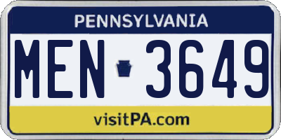 PA license plate MEN3649