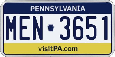 PA license plate MEN3651