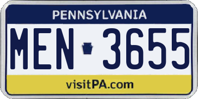 PA license plate MEN3655