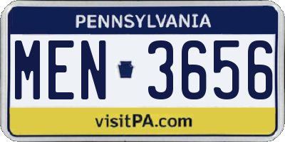PA license plate MEN3656