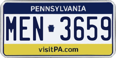 PA license plate MEN3659