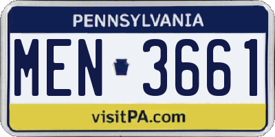 PA license plate MEN3661