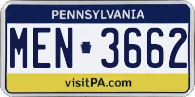 PA license plate MEN3662
