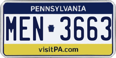 PA license plate MEN3663