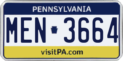 PA license plate MEN3664