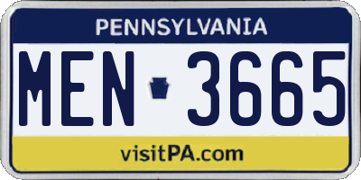PA license plate MEN3665