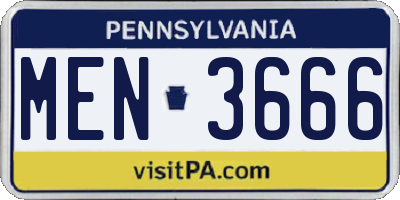 PA license plate MEN3666