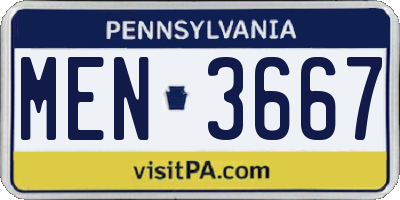PA license plate MEN3667