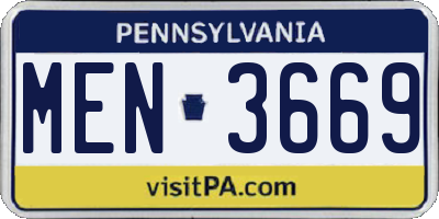PA license plate MEN3669