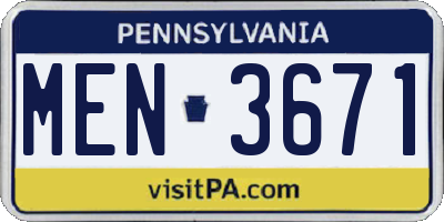 PA license plate MEN3671