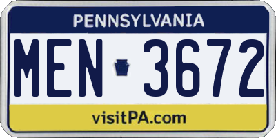 PA license plate MEN3672