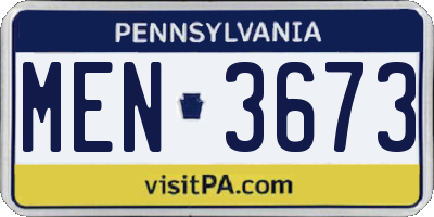 PA license plate MEN3673