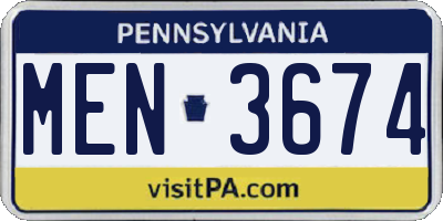 PA license plate MEN3674