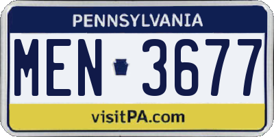 PA license plate MEN3677