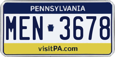 PA license plate MEN3678
