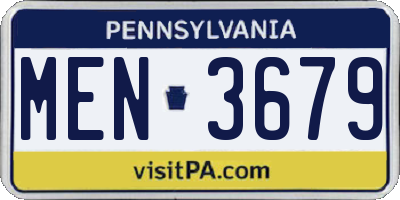 PA license plate MEN3679