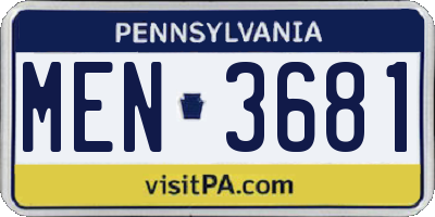 PA license plate MEN3681