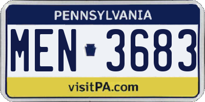 PA license plate MEN3683