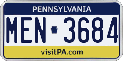 PA license plate MEN3684
