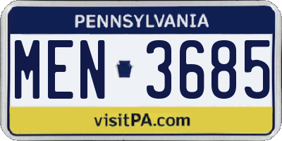 PA license plate MEN3685