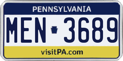 PA license plate MEN3689