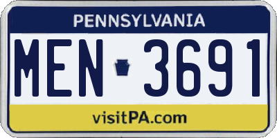 PA license plate MEN3691