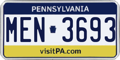 PA license plate MEN3693