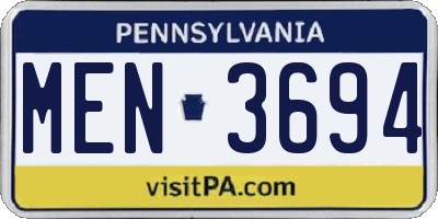 PA license plate MEN3694
